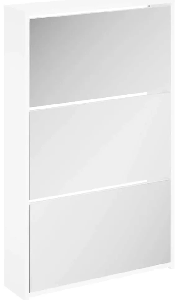 243048 vidaXL Шкаф за обувки с тройно огледало, бял, 63x17x102,5 cм