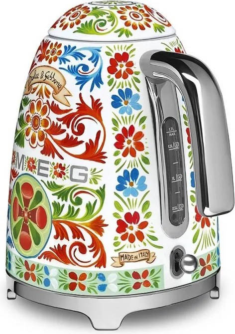 Електрическа кана SMEG Dolce & Gabbana KLF03DGEU, 2400 W, 1.7 л, 360° основа, Гланцово покритие, Многоцветен