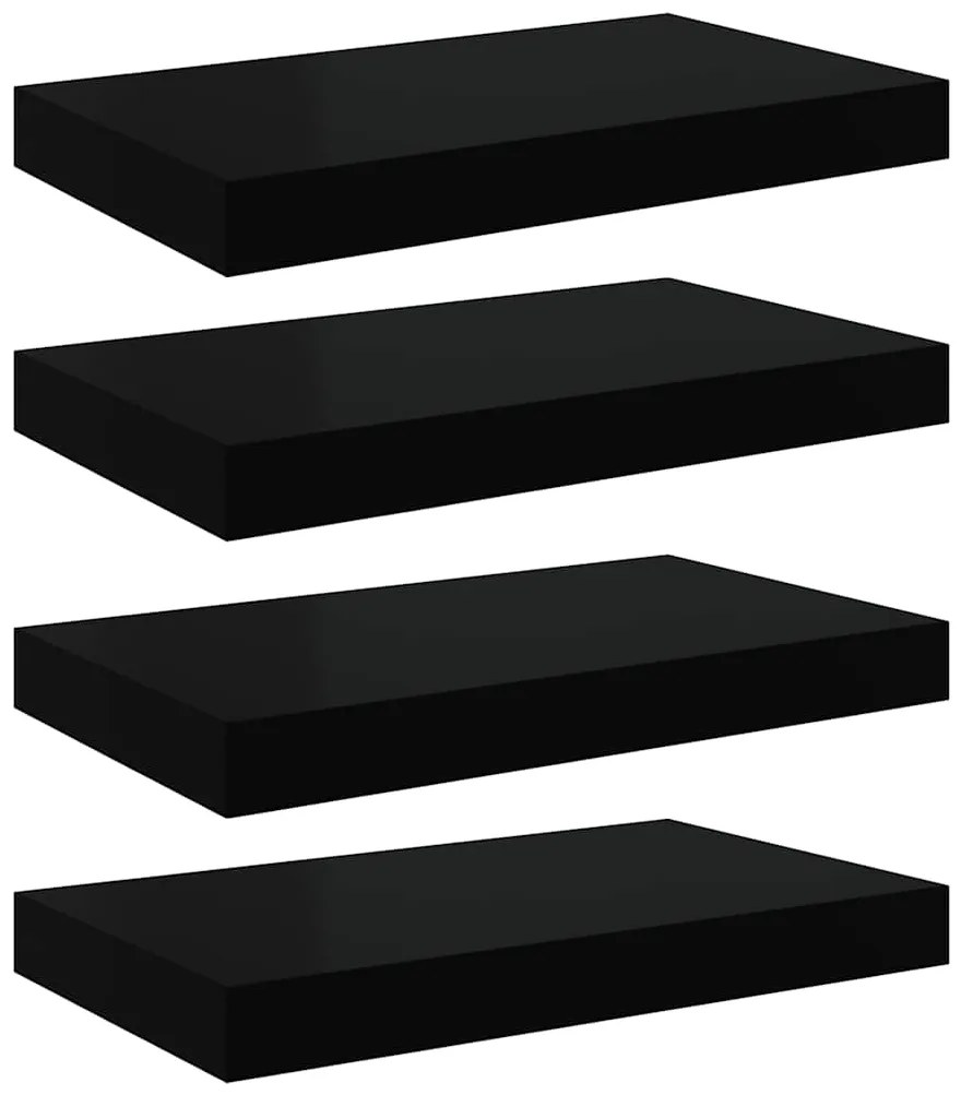 323828 vidaXL Окачени стенни рафтове, 4 бр, черни, 40x23x3,8 см, МДФ
