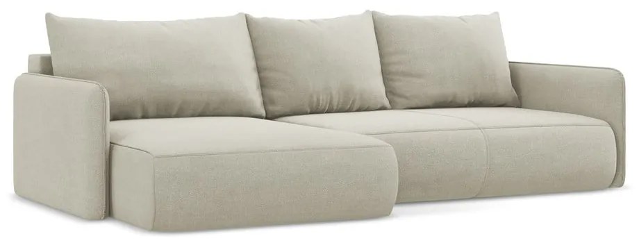 Кремав разтегателен ъглов диван с място за съхранение (ляв ъгъл) Nanea – Makamii