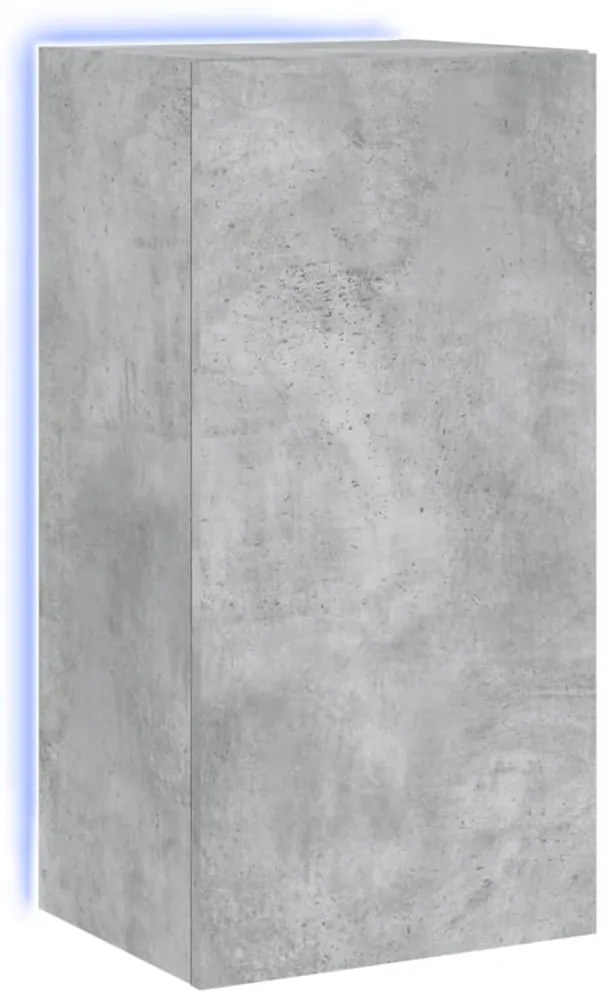 837263 vidaXL Стенен ТВ шкаф с LED осветление, бетонно сив, 40,5x35x80 см