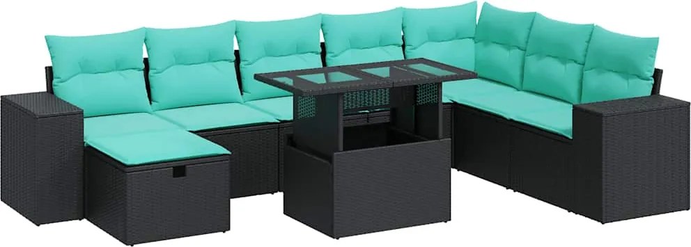 3327957 vidaXL Градински комплект диван с възглавници 9 части сив полиратан