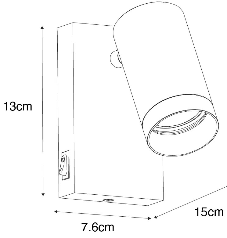 Стенна лампа черна със злато регулируема с ключ - Jeana Luxe