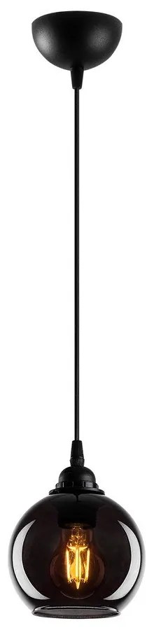 Черно висящо осветително тяло със стъклен абажур ø 15 cm Smoked – Opviq lights
