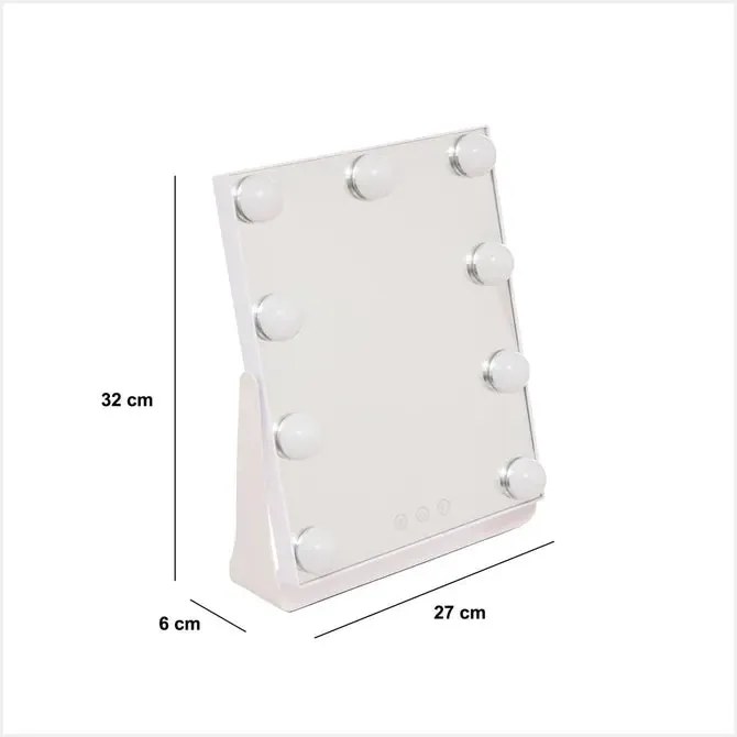 Огледало за баня 5five Holly, LED, 27x6x32 cm, Бяло