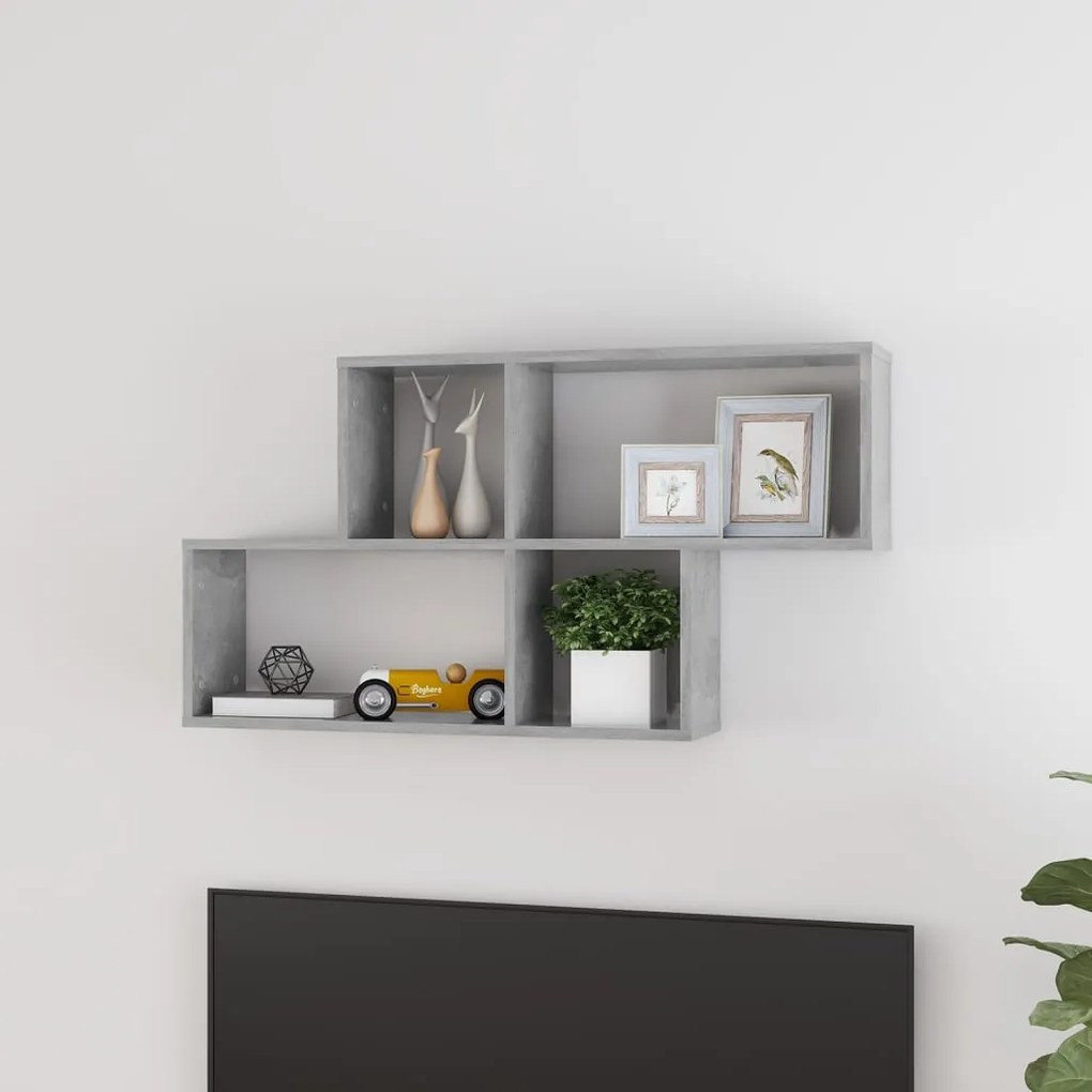 807164 vidaXL Стенен рафт, бетонно сив, 100x18x53 см, инженерно дърво