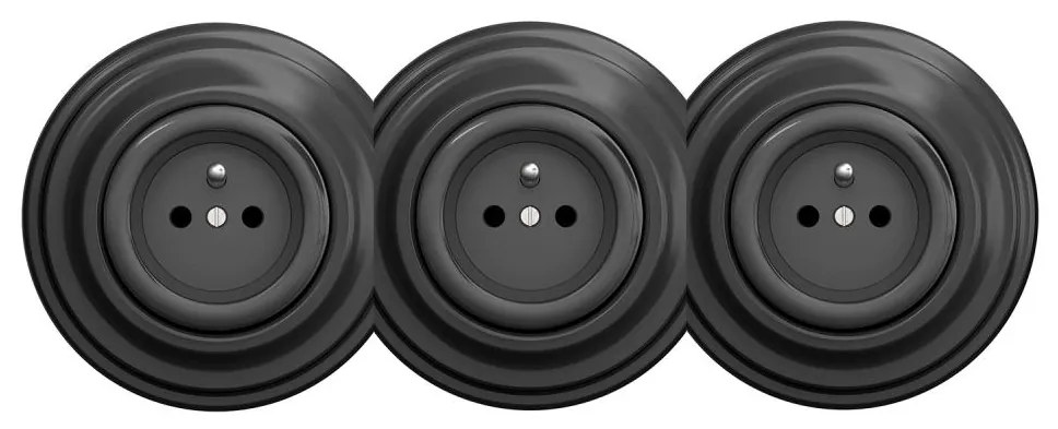 Kliklap - Тройна ретро домакинска розетка с рамка 230V антрацит