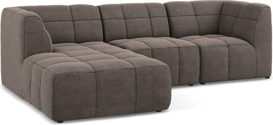 Кафяв ъглов диван от прежда с примки от букле (ляв ъгъл) Aloha – Makamii