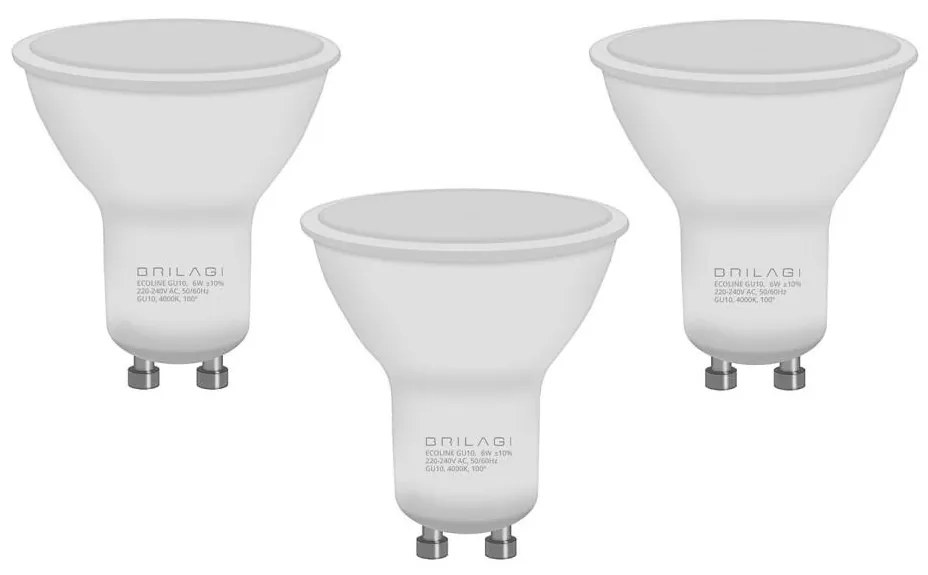 К-кт 3x LED Крушка ECOLINE GU10/6W/230V 4000K - Brilagi
