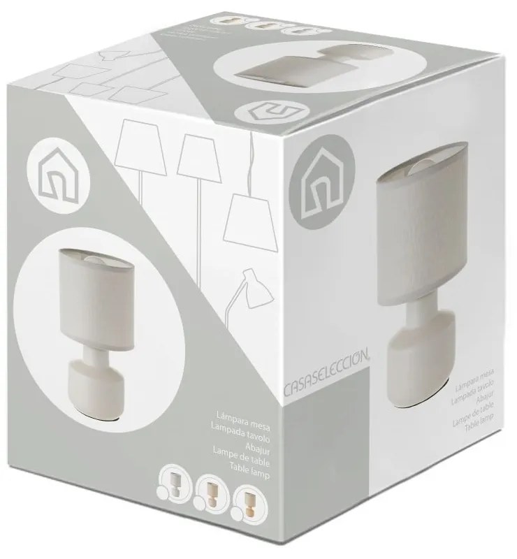 Бежова керамична настолна лампа с текстилен абажур (височина 22 cm) - Casa Selección