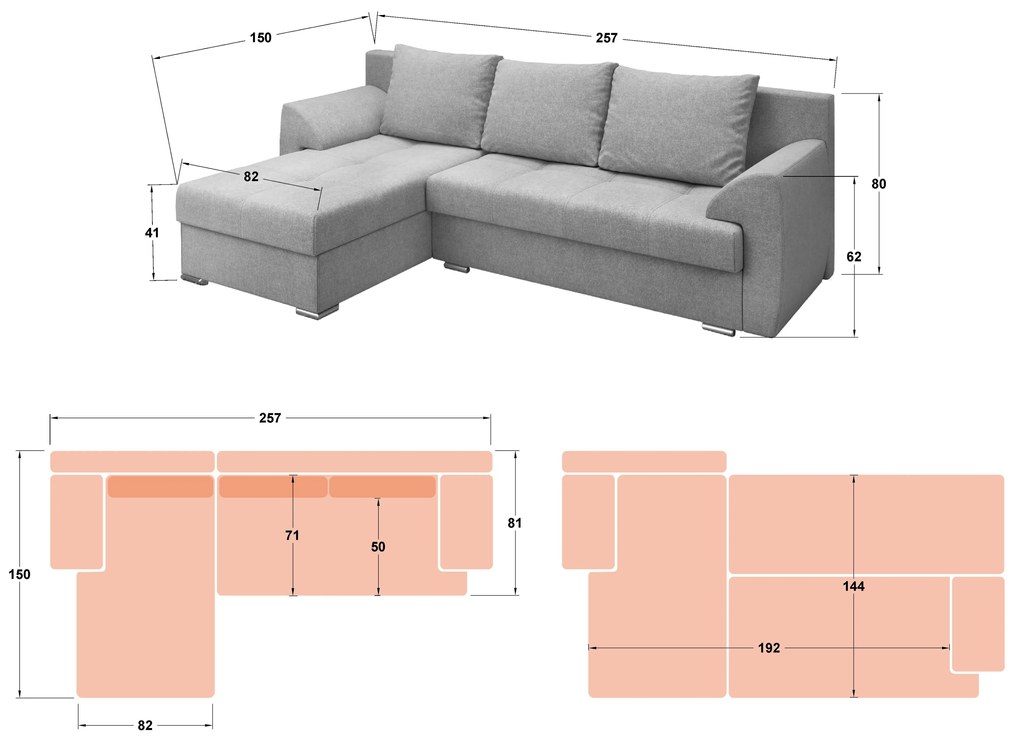 Разтегателен ъглов диван Интерио