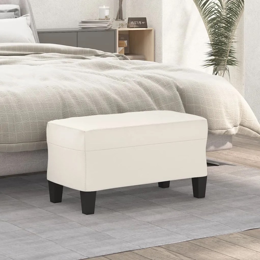 349440 vidaXL Пейка, кремава, 70x35x41 см, изкуствена кожа