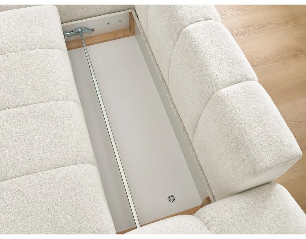 Бял шенилов сгъваем/с място за съхранение ъглов диван (ляв ъгъл) Everest – Bobochic Paris