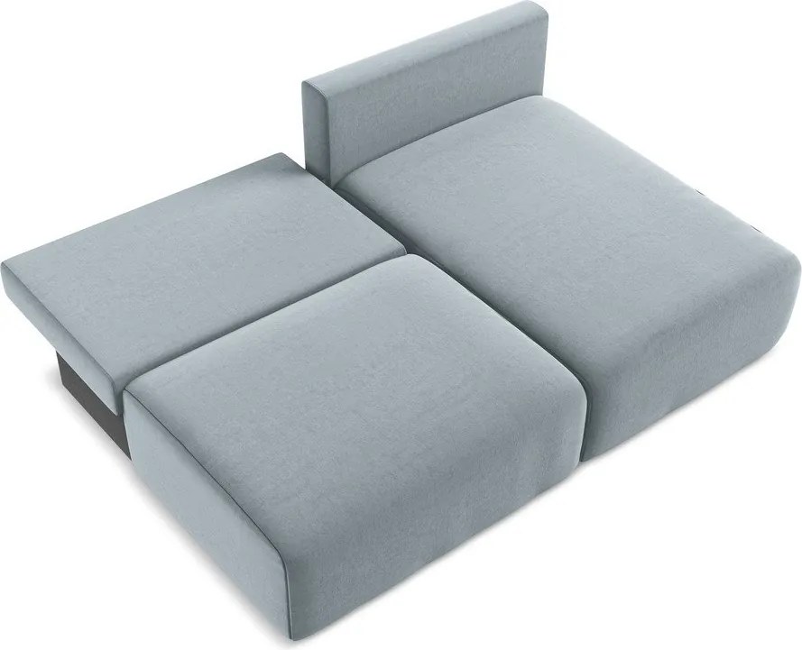 Син кадифен сгъваем/с място за съхранение ъглов диван (десен ъгъл) Kalena – Makamii