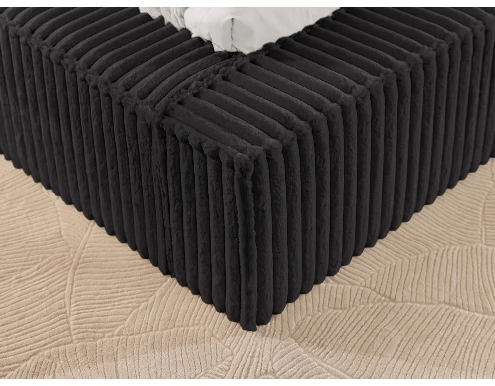 Черно двойно тапицирано легло с място за съхранение и включена подматрачна рамка 200x200 cm Cloe – Ropez