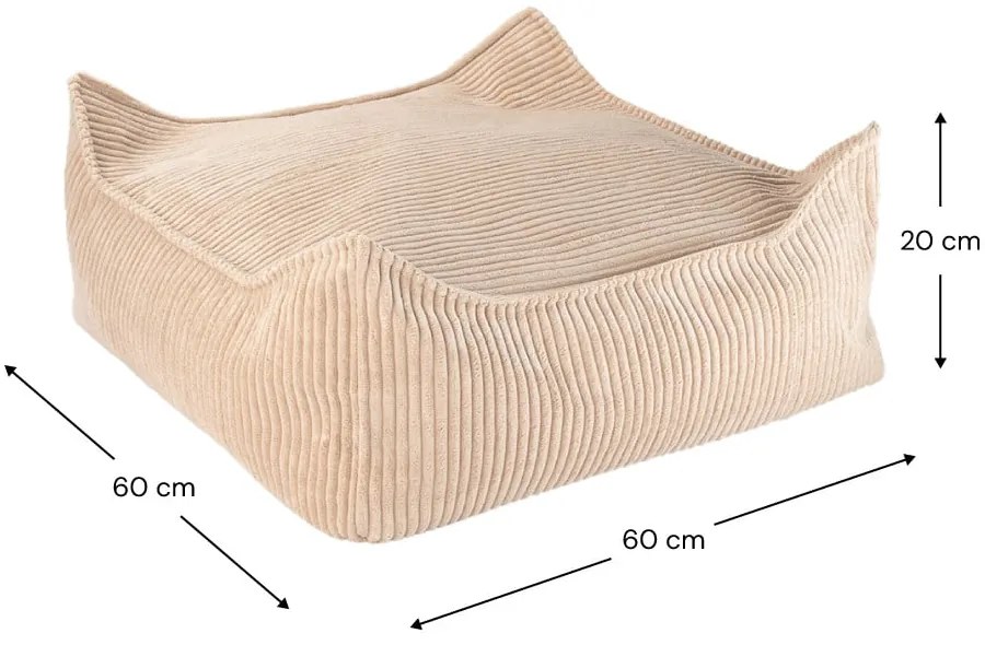 Светлокафяв детски пуф от рипсено кадифе Square – Wigiwama