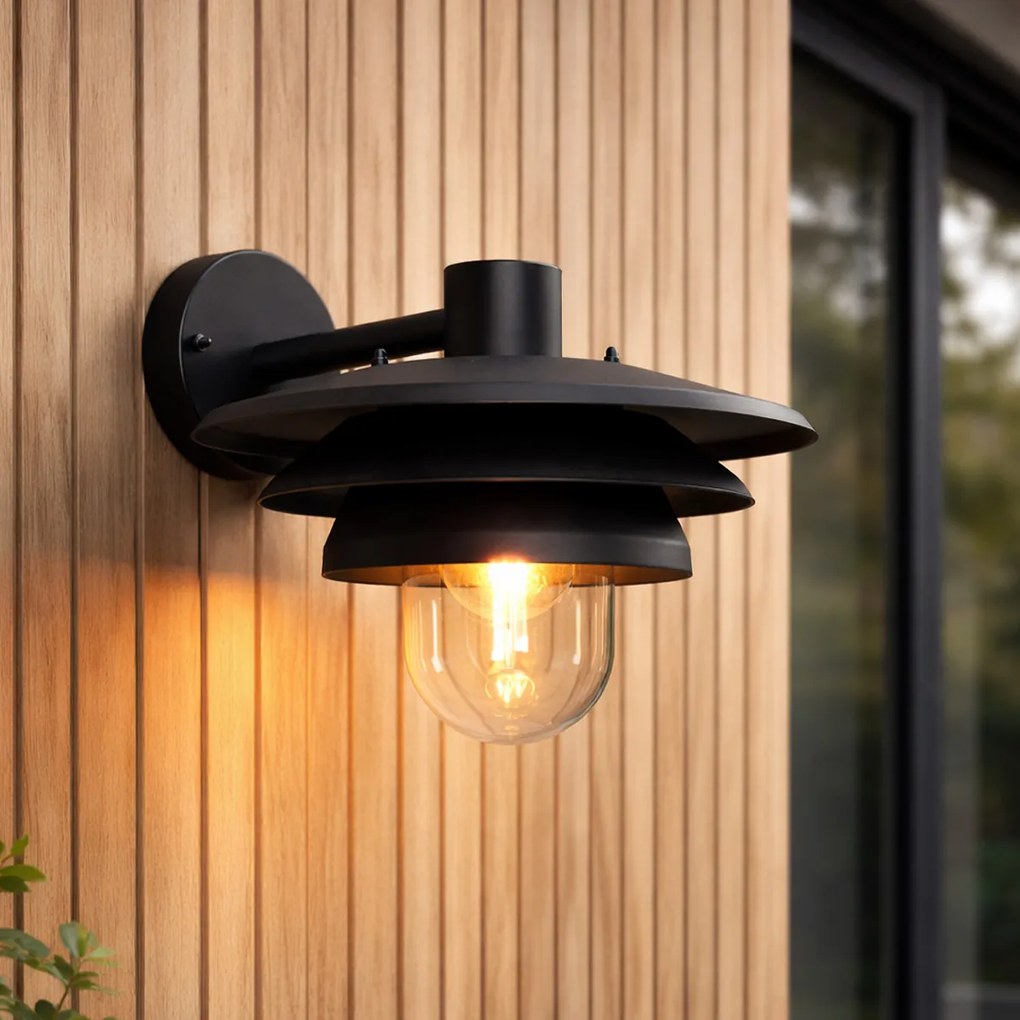 Дизайнерска външна стенна лампа черна IP44 - Morty