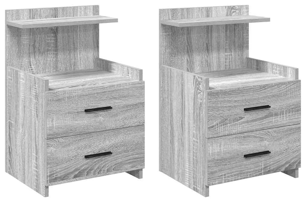 858643 vidaXL Нощни шкафчета, 2 бр. с 2 чекмеджета, сиви, цвят Сонома, 40x36,5x62 см