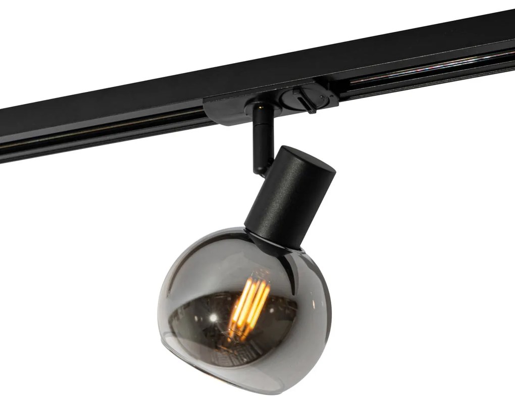 Модерен черен прожектор за 1-фазна релсова система - Iconic Lava