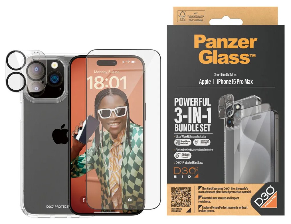 Протектор за екран на мобилен телефон Panzer Glass B1175+2812 Apple iPhone 15 Pro Max