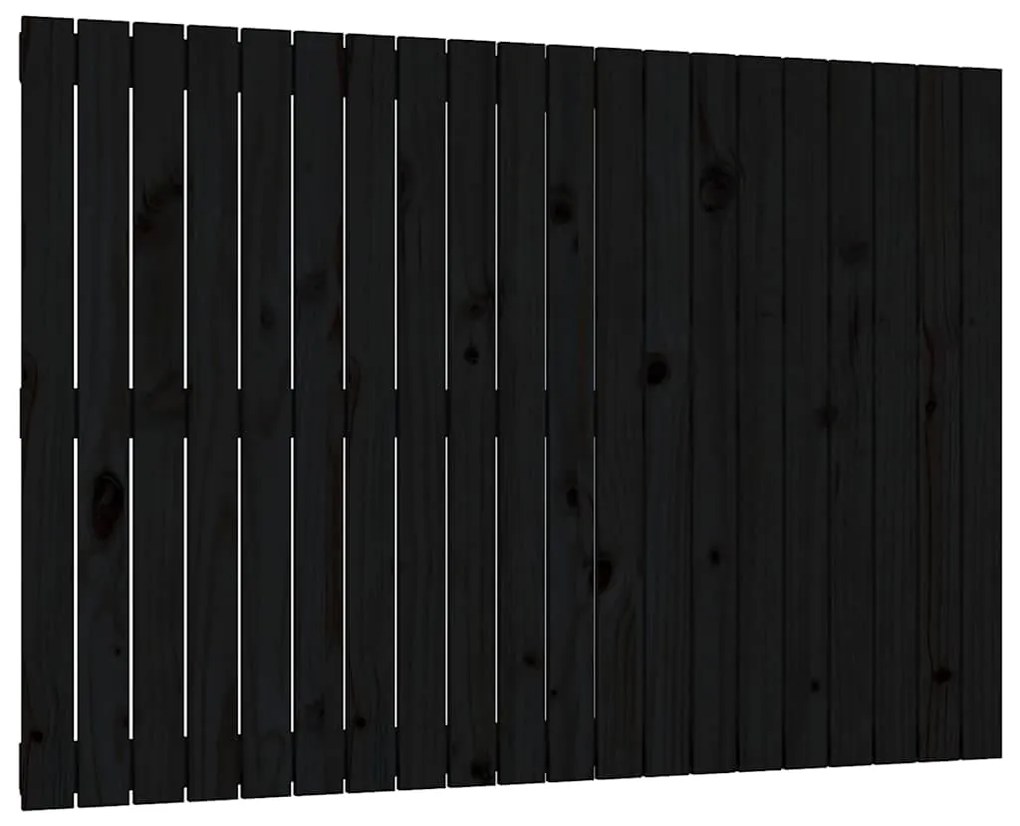 824892 vidaXL Стенна табла за спалня, черна, 127,5x3x90см, борово дърво масив