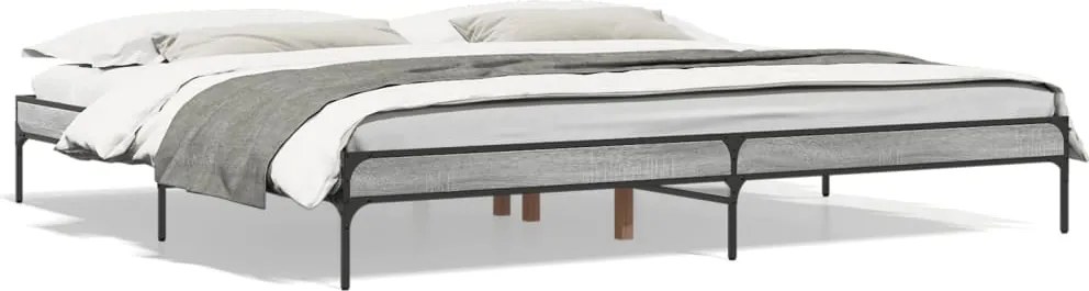 844999 vidaXL Рамка за легло, сив сонома, 200x200 см, инженерно дърво и метал