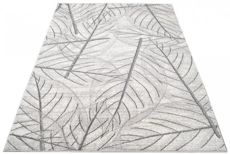 Светлокремав модерен килим с мотив на листа Ширина: 80 см | Дължина: 150 см