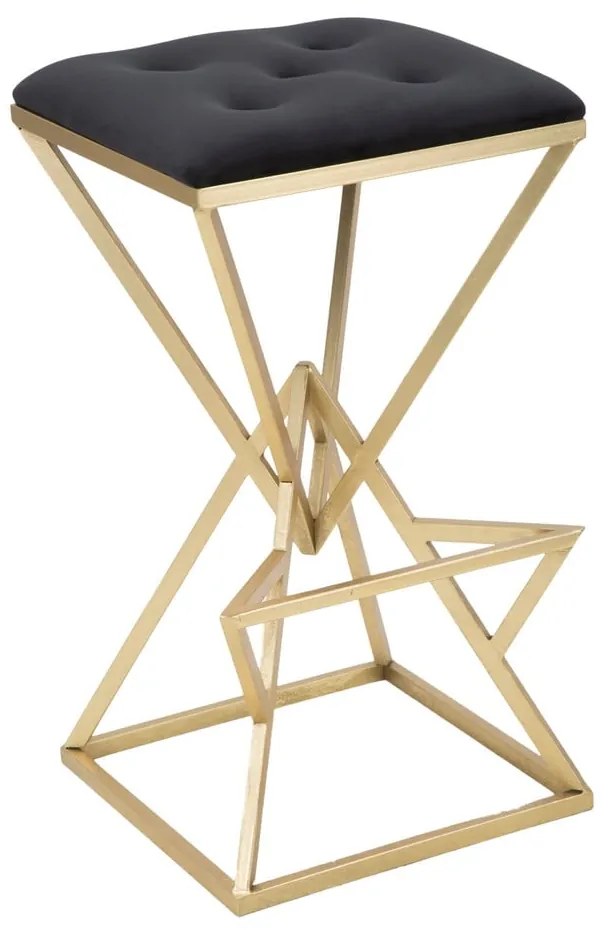 Черен/в златист цвят тапициран бар стол (височина на седалката 75 cm) Piramid – Mauro Ferretti