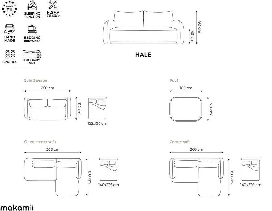 Светлосив сгъваем ъглов диван (ляв ъгъл) Hale – Makamii