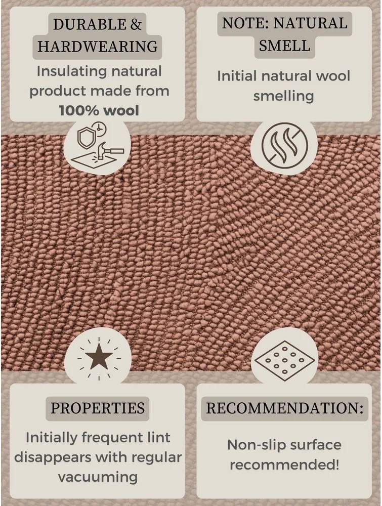 Теракотен ръчно изработен вълнен кръгъл килим ø 200 cm Calmio – Hanse Home