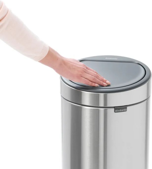Кош за боклук Brabantia Touch Bin New 650009, 30 л, Безшумно и плавно затваряне, Черен/инокс
