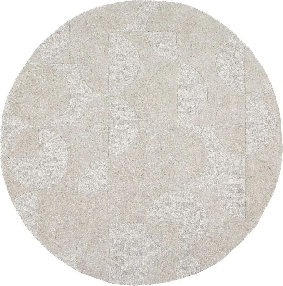 Ръчно изработен вълнен кръгъл килим в цвят слонова кост ø 160 cm Gigi – Flair Rugs