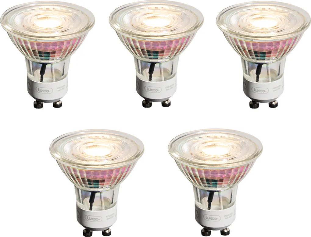 Комплект от 5 GU10 50mm димируеми LED крушки прозрачни 4.9W 450 lm 2700K