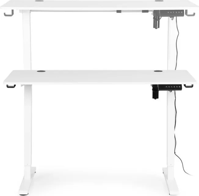 Електрическа работна маса с регулиране на височината и бели крака - 120 x 60 cm Кафяво