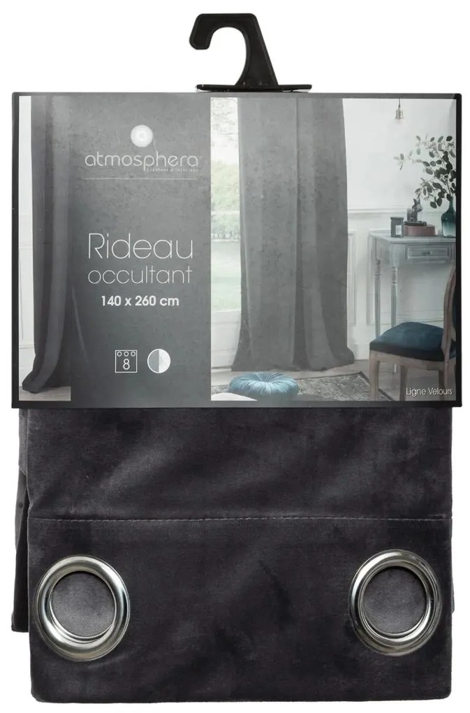 Блекаут завеса atmosphera, Кадифе, 140x260 cm - Тъмносив