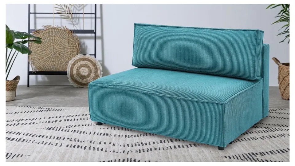 Модул за диван от син велур, централна част Nihad modular - Bobochic Paris