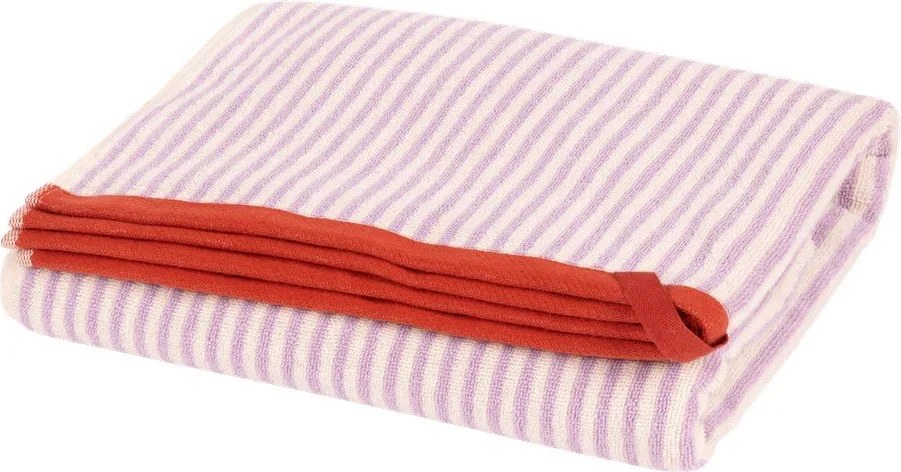 Памучна хавлиена кърпа от тери в цвят лавандула/кремава 70x140 cm Gobo – noo.ma