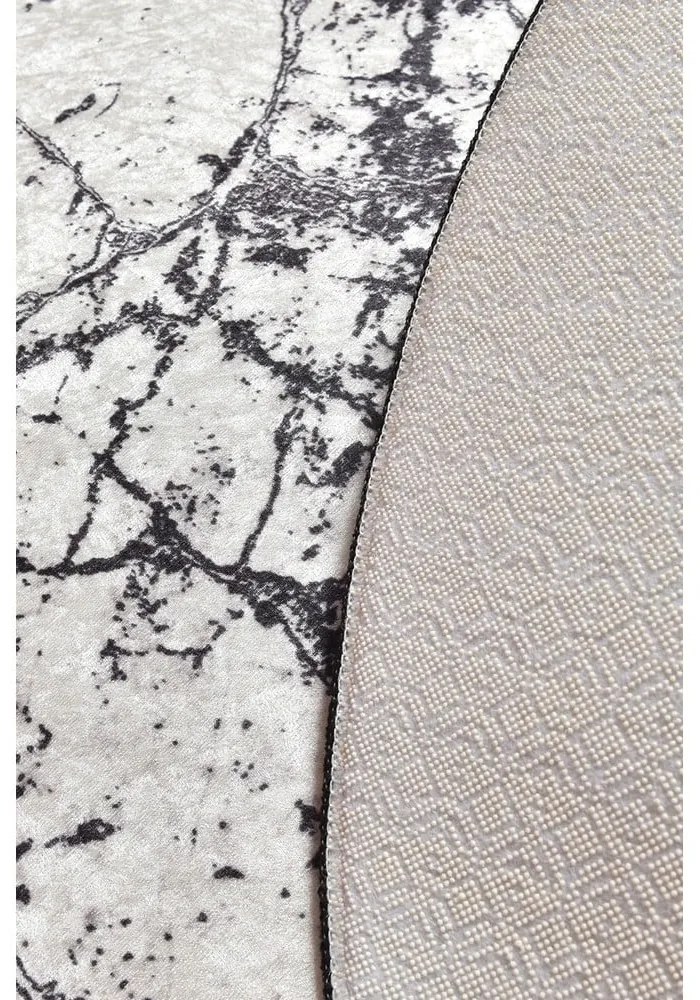 Черно-бяла изтривалка за баня Marble Circle, ø 100 cm - Foutastic