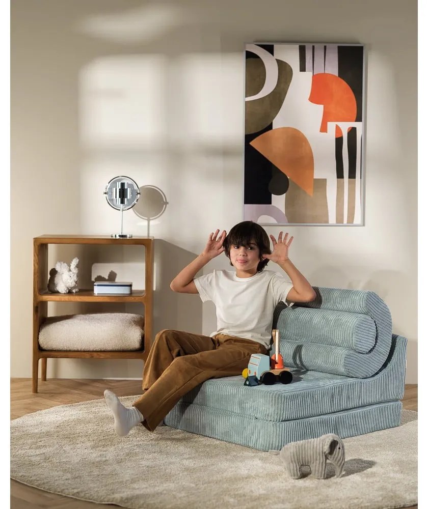 Детски стол от рипсено кадифе в цвят мента Flipster – Wigiwama