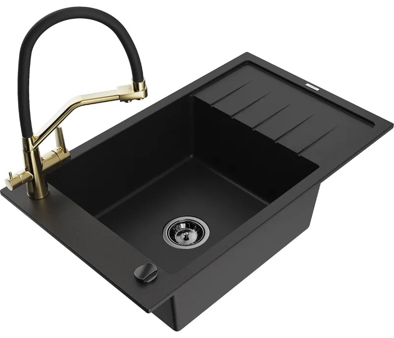 Mexen Elias гранитна мивка с едно отделение с отцеждачка и кухненски