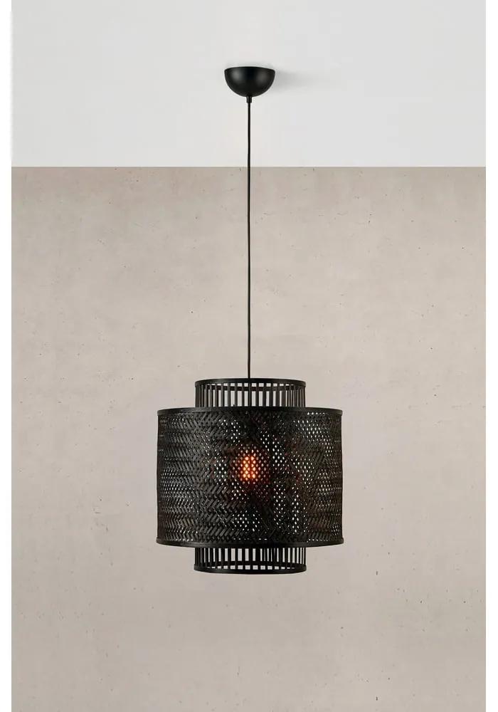 Матирана черна висяща лампа с бамбуков абажур ø 50 cm Strati - Markslöjd