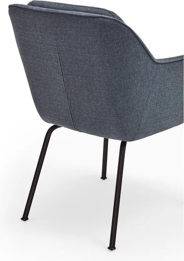 Син тапициран трапезен стол с подлакътници Sadira – Teulat