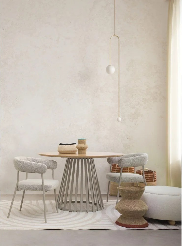 Кремава табуретка от прежда с примки от букле Irisha – Bizzotto