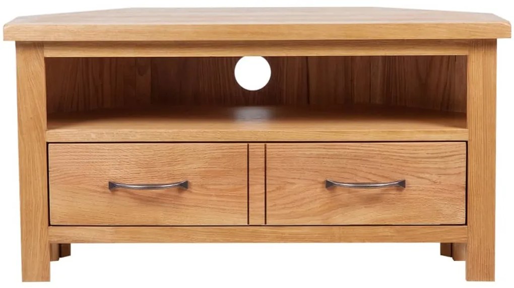241676 vidaXL ТВ шкаф с чекмедже, 88x42x46 см, дъбов масив