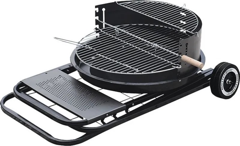 Барбекю на дървени въглища Master Grill & Party MG925, 54.5 см, Емайлиран корпус, Регулируема решетка, Сгъваемо, Колела, Черен