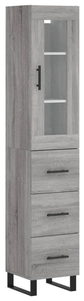 3199263 vidaXL Висок шкаф, сив сонома, 34,5x34x180 см, инженерно дърво