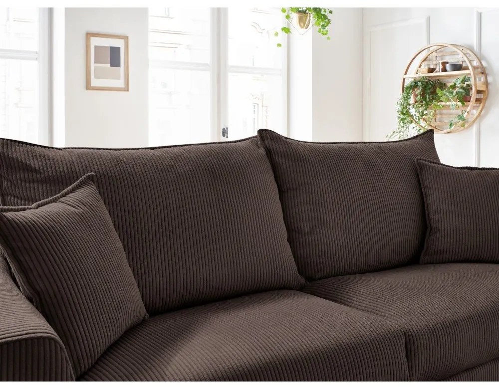 Кафяв разтегателен диван от рипсено кадифе 225 cm Augustin – Bobochic Paris