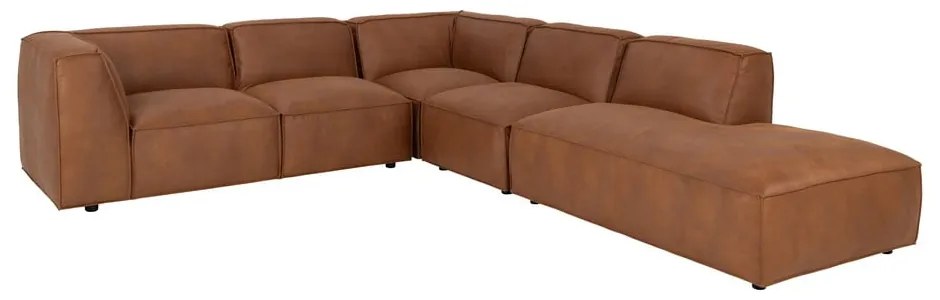 Ъглов диван от изкуствена кожа в цвят коняк (десен ъгъл) Fairfield Kentucky - Bonami Selection