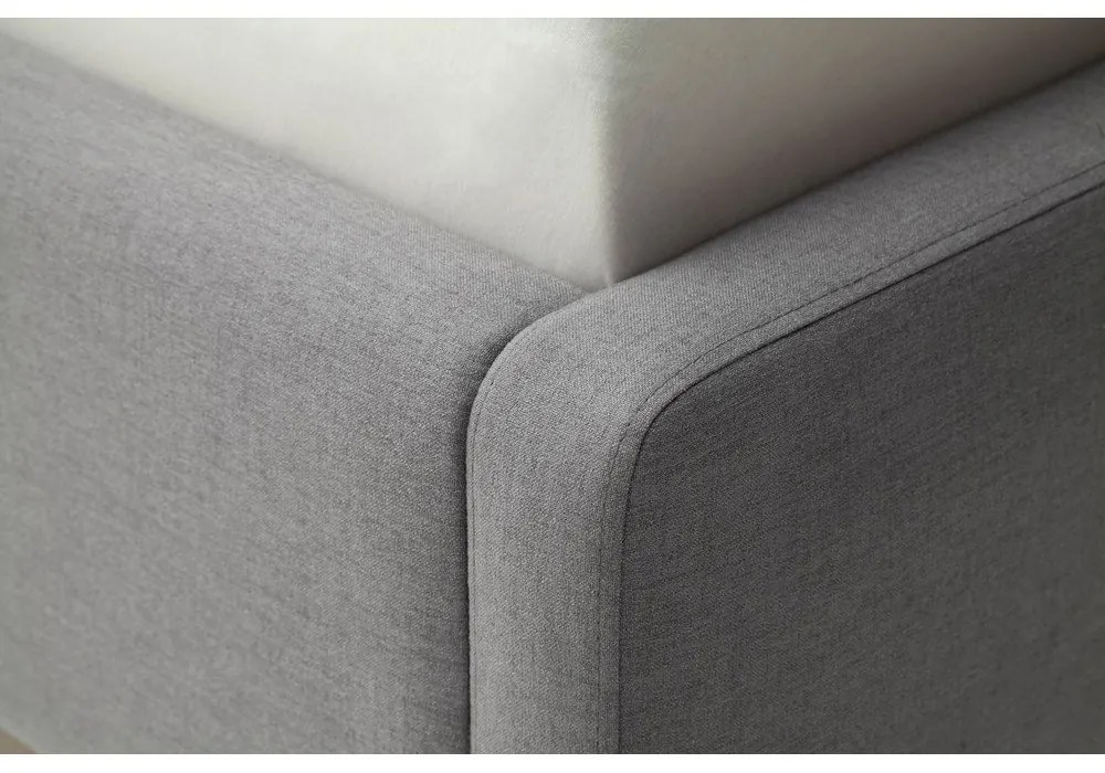 Сиво двойно легло 140x200 cm тапицирано с място за съхранение с включена подматрачна рамка Mattis – Meise Möbel