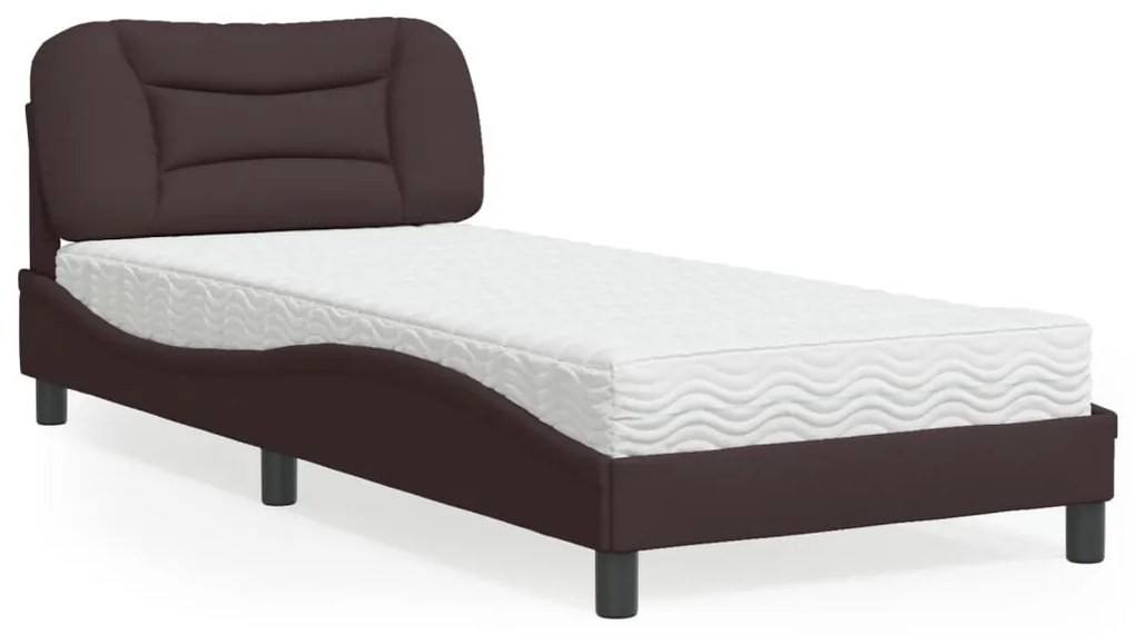 3208509 vidaXL Легло с матрак, тъмнокафяво, 90x200 см, плат